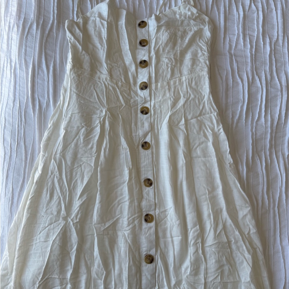 Ardene White linen Button-Front Dress